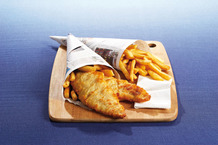 Fish'n chips de cabillaud préfrit