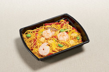 Wok de nouille chinoise et crevette